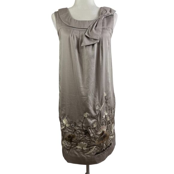 Anthropologie Embroidered Whimsical Finch & Thistle Bird Dress Size 2 Nature - Picture 1 of 16